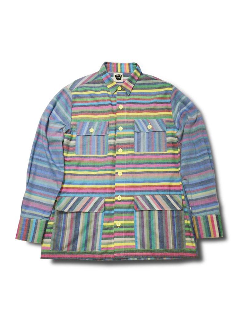 【Noddlefu纳豆腐】彩色条纹宽大手工衬衫外套 - 男装衬衫 - 其他材质 多色