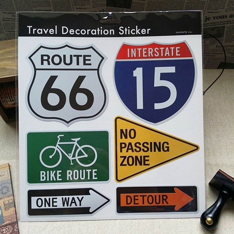 日本 Marks 旅行装饰贴纸【公路标示 (STK-TD1-I)】行李箱装饰 - 贴纸 - 其他材质 多色