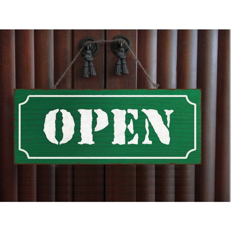 复古标示-OPEN-绿 - 墙贴/壁贴 - 木头 绿色