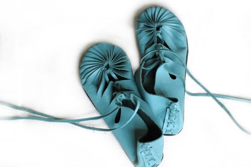 手工真皮平底鞋 {24-24.5cm粉绿} 已售完 - 女款休闲鞋 - 真皮 