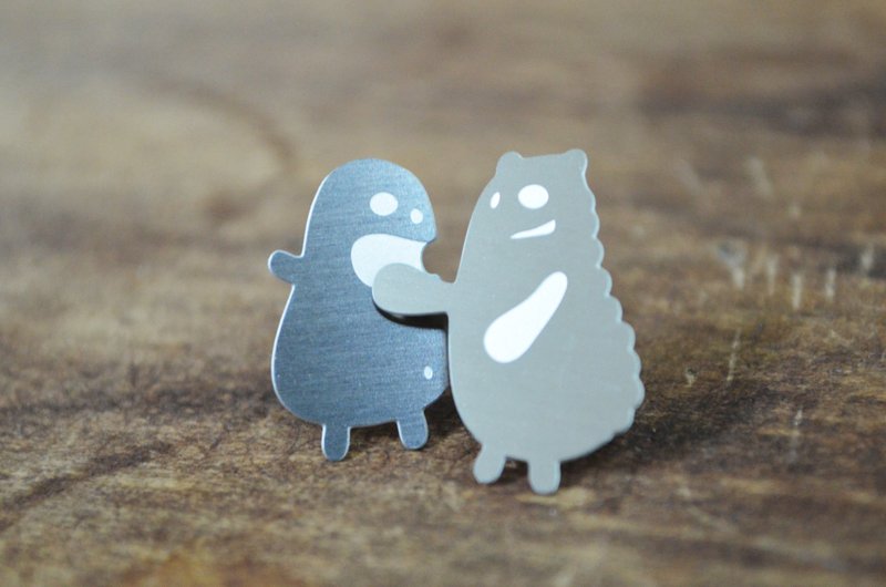 【Peej】不要吵·不锈钢耳环 / 抗过敏耳针 组合 - 耳环/耳夹 - 其他金属 灰色