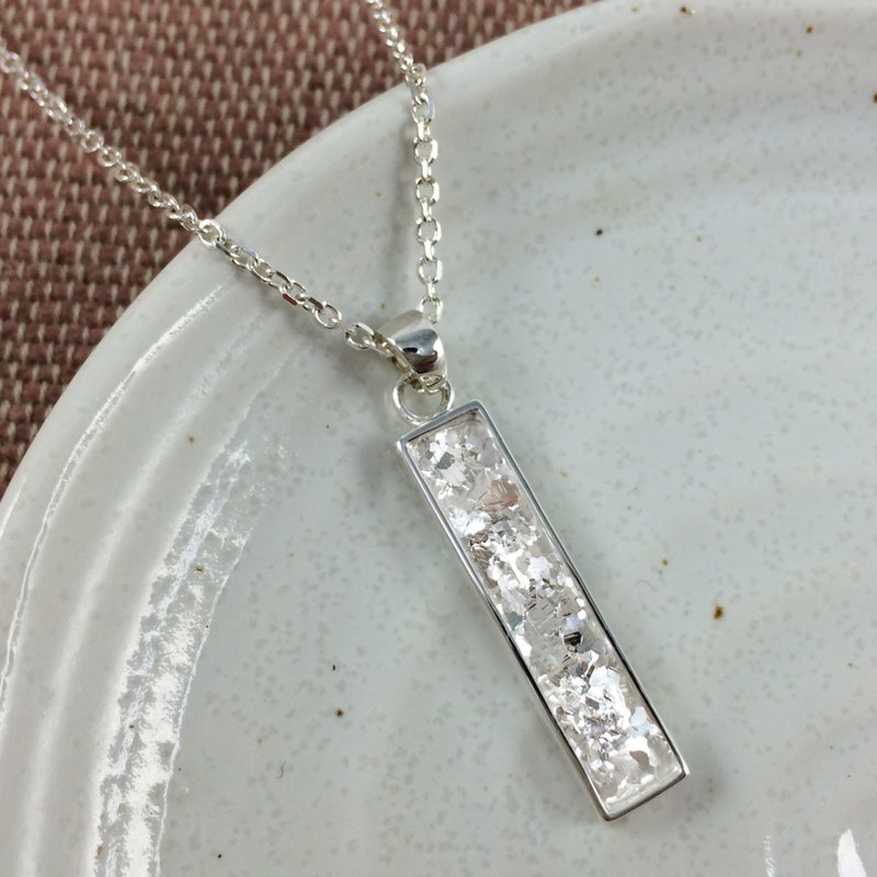 简约系列 -细长牌-(小)纯银项链 - 项链 - 其他金属 灰色