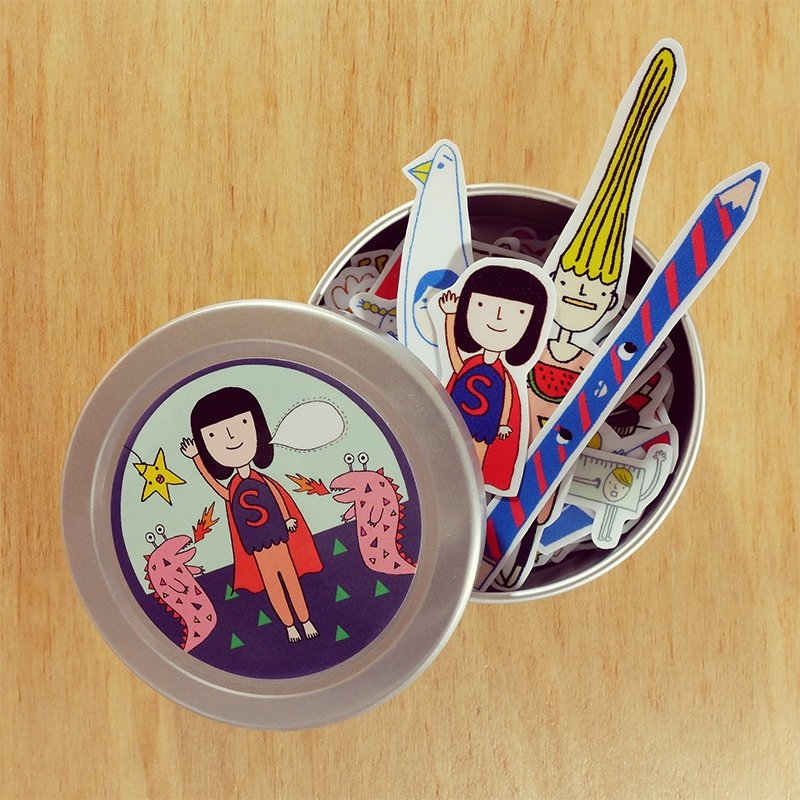 右手超人中贴纸 / 全套50张 - 贴纸 - 纸 粉红色