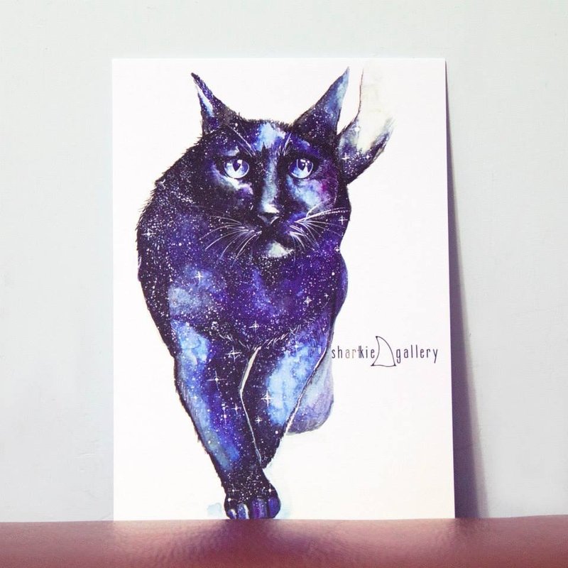星空猫 明信片 (Galaxy Cat Postcard) - 卡片/明信片 - 纸 蓝色