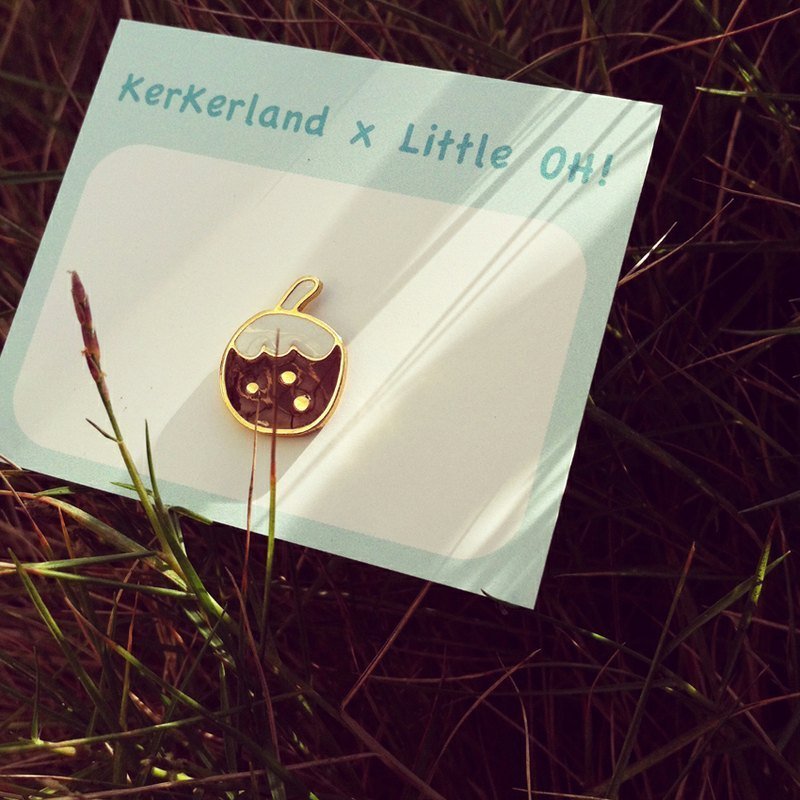 梦想果实（雪白帽子）☉手作耳环（单支） - 耳环/耳夹 - 其他金属 咖啡色