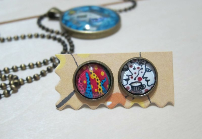 【草间弥生】古铜耳环 - 耳环/耳夹 - 其他金属 多色