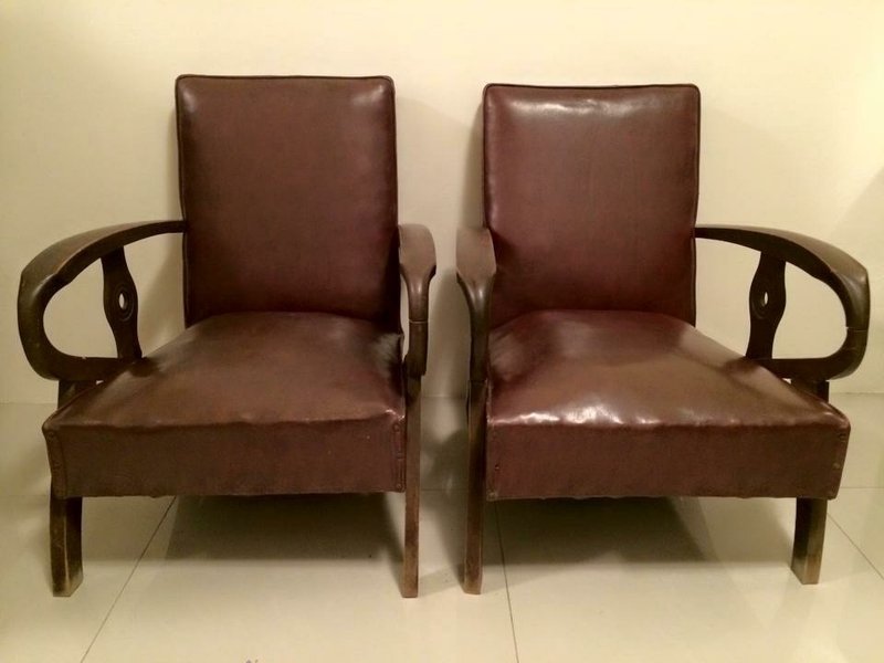 老品普普风沙发椅2张1对价工业风北欧风eames眷村乡村杂货zakka伟士牌vespa无印良品文创咖啡摄影古着lomo - 其他家具 - 木头 咖啡色