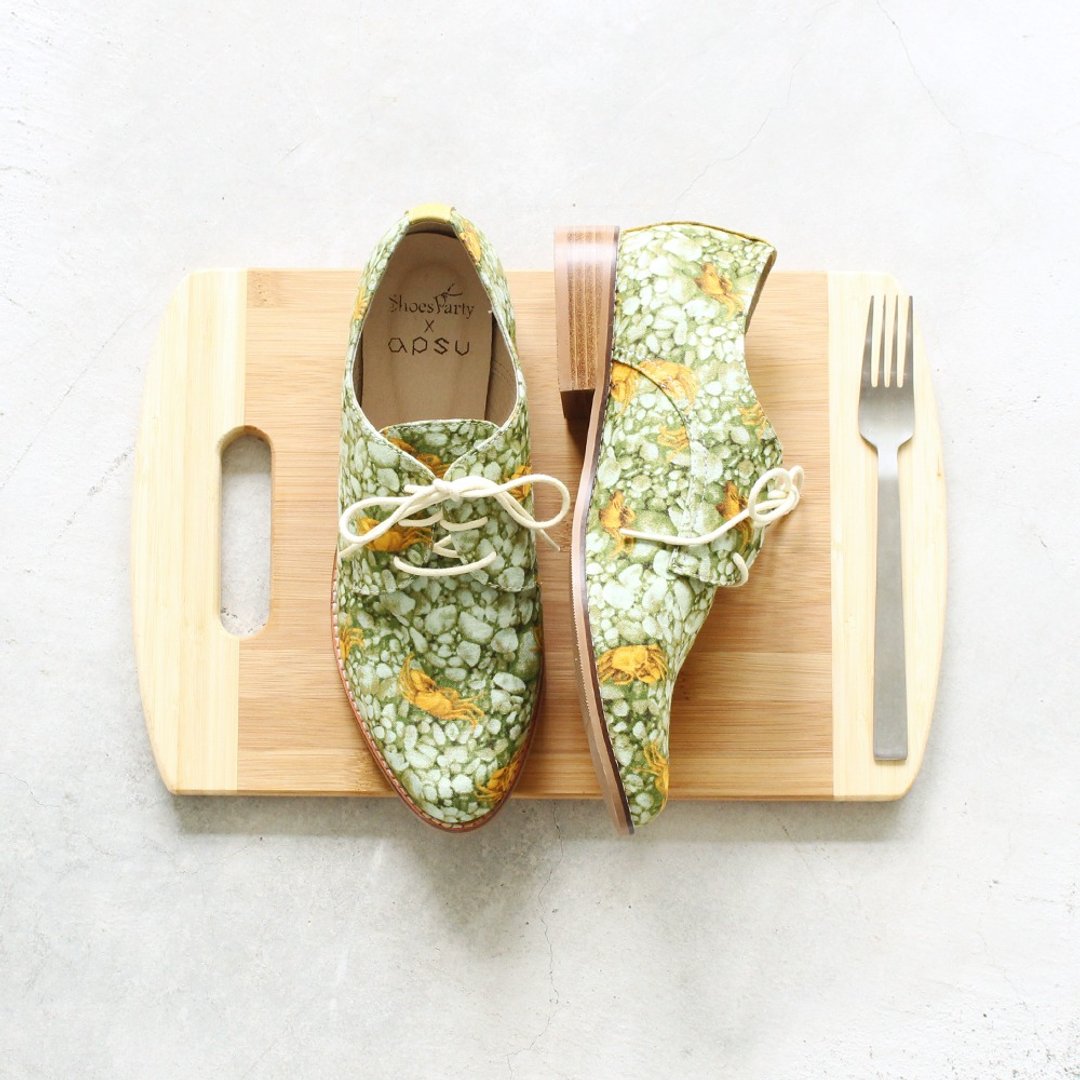 ----------Shoes Party----------低调不想红的螃蟹拼布德比鞋 / 手工订制/日本布料 - 女款休闲鞋 - 其他材质 绿色