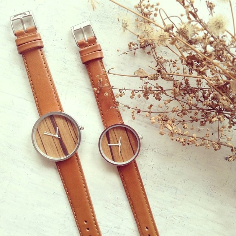 Zebrano 褐 / 深褐 / 黑 系列 木核 手工表 手表 - 女表 - 木头 咖啡色