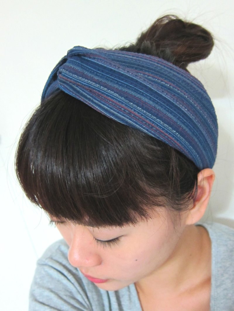 lost stars 宽版 松紧版 好烦小姐 - 发饰 - 棉．麻 蓝色