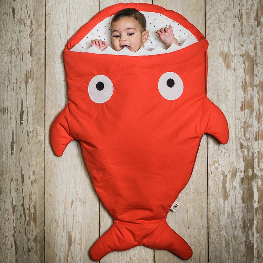【西班牙制】鲨鱼咬一口BabyBites纯棉婴幼儿多功能睡袋-标准版 - 满月礼盒 - 棉 红色
