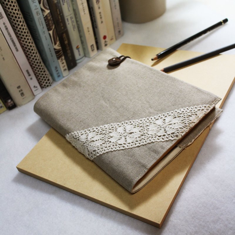 手作书衣笔记本【特许时间的终了】浅灰棉麻款(大本=A5) - 笔记本/手帐 - 其他材质 灰色