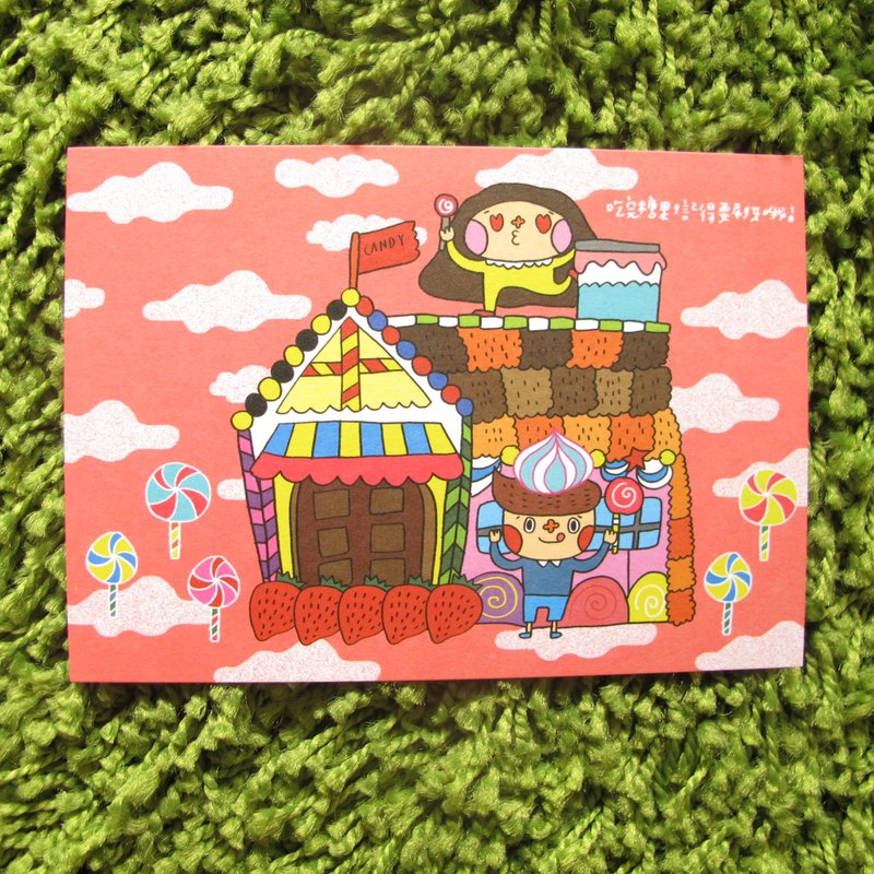 花大鼻明信片-糖果屋 - 卡片/明信片 - 纸 粉红色