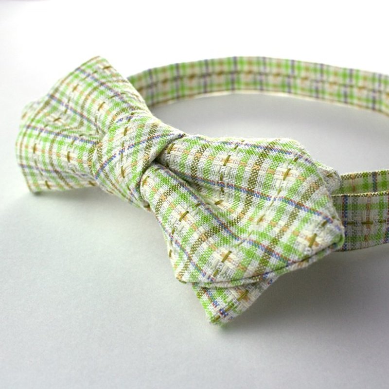 Bowtie (green check) - 领带/领带夹 - 其他材质 绿色