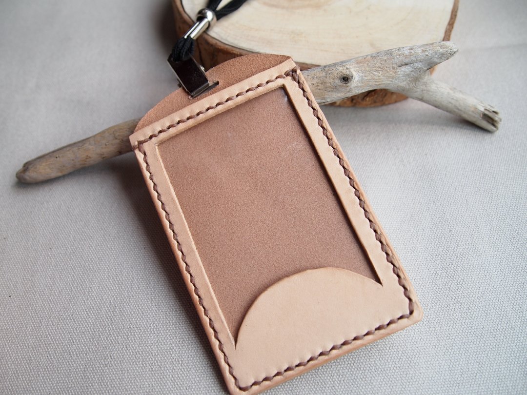 手工原色识别证皮套(附颈绳) ID Holder - 证件套/卡套 - 真皮 卡其色