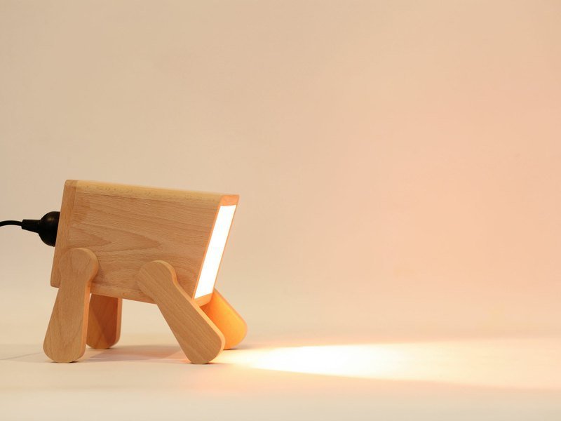 榉木玩具狗装饰桌灯 - 灯具/灯饰 - 木头 金色