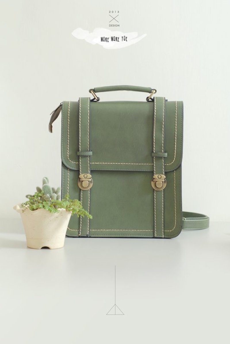 【圣诞礼物】森林迷雾肩／后背包・免运限定 - 侧背包/斜挎包 - 真皮 绿色