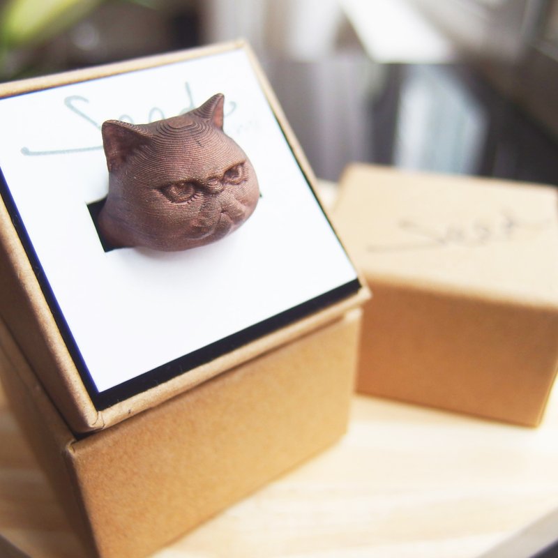 立体打印 ~ 臭脸猫戒指 - 戒指 - 其他金属 红色