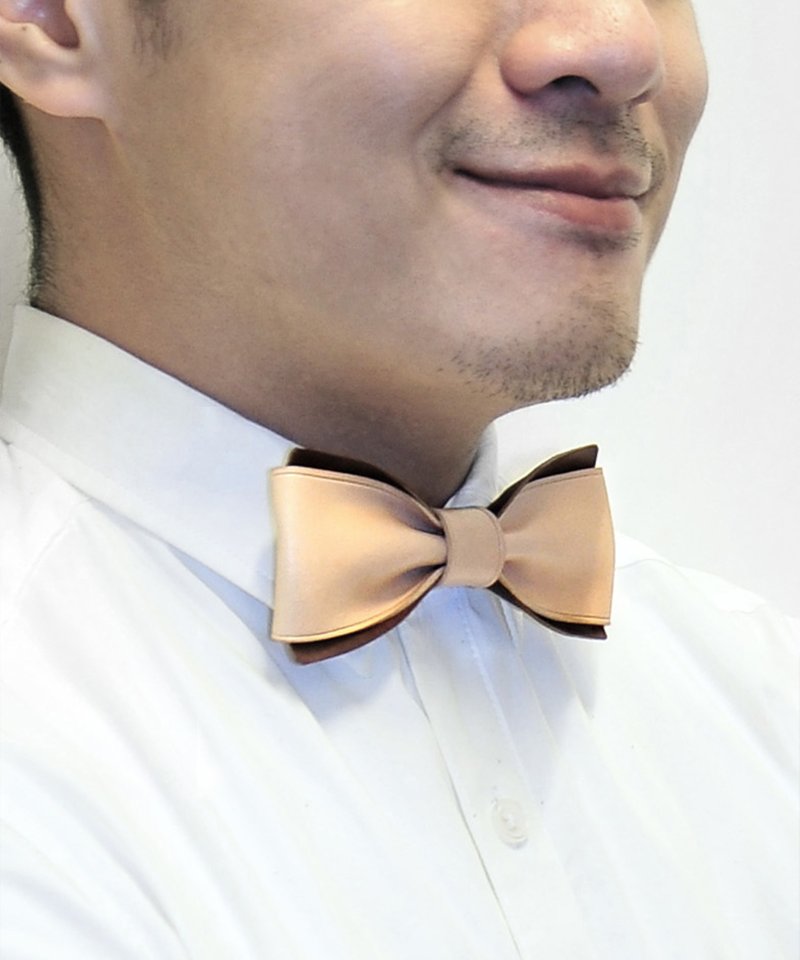 MICO 手工皮革蝴蝶领结 Bow Tie 原色 - 领带/领带夹 - 真皮 卡其色