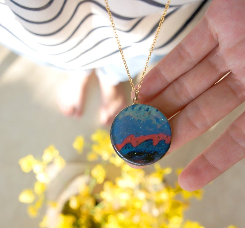 草原绿世界 / 蓝紫色的海浪 / 太阳浩劫 圆圆项链 - 项链 - 其他金属 多色