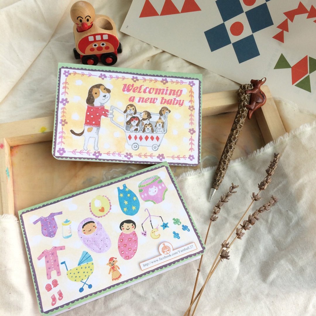 恭贺卡片(宝宝诞生恭贺卡 / Baby Card) - 卡片/明信片 - 纸 红色