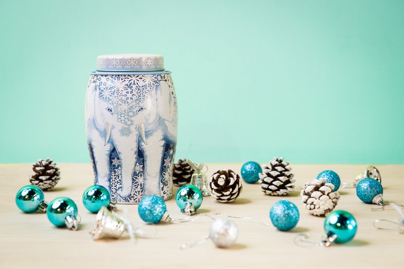 【绝版】雪花纷飞大象茶罐(含肯尼亚大地茶/20个原叶三角立体茶包) - 茶 - 新鲜食材 白色