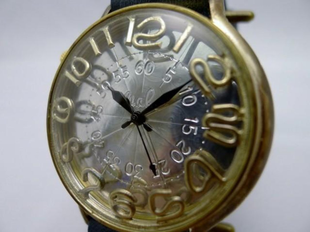 GRANDAD3-B HandCraftWatch Oversized JUMBO Brass42mm Floating Index (JUM116A AL / BK) - 女表 - 铜/黄铜 金色