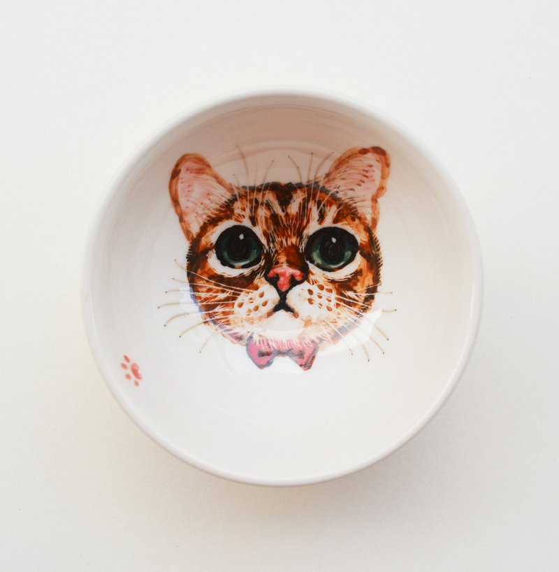 手绘小茶杯-橘子虎班猫有个红鼻子 - 茶具/茶杯 - 瓷 橘色
