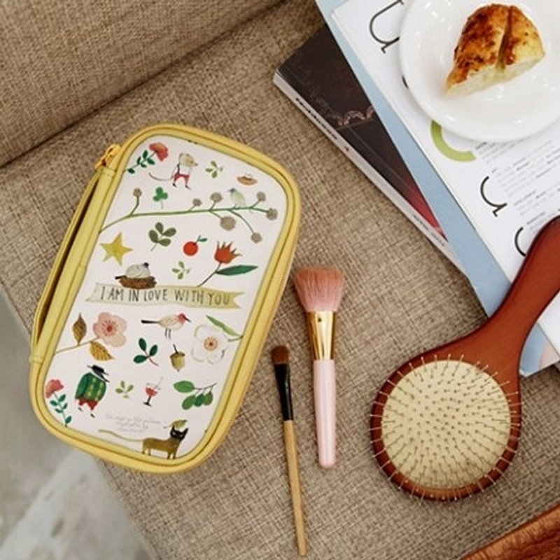 Dessin x Indigo-Willow彩绘童话手提化妆包-芥末黄,IDG01209 - 化妆包/杂物包 - 其他材质 黄色
