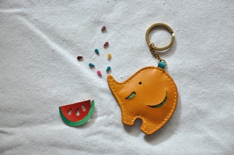 KY05　动物KEY圈-大象 - 钥匙链/钥匙包 - 真皮 黄色