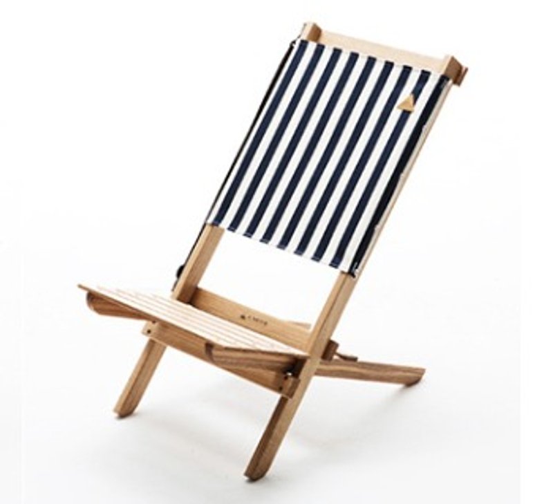A.NATIVE 户外露营野餐高背木制折叠地椅 / 条纹蓝 - 椅子/沙发 - 木头 