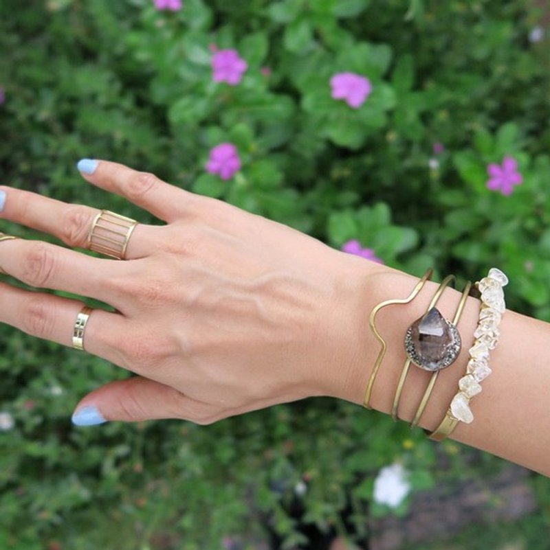 [原矿系]Maui 天然石黄水晶/土耳其石手环-限量手工. 情人节礼物. 生日礼物. 天然石 - 手链/手环 - 宝石 蓝色