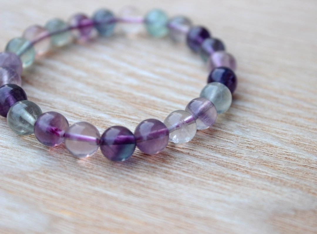 ☆,.-*'108 perles   紫旦】天然彩虹萤石手链 6mm、8mm - 手链/手环 - 其他材质 紫色