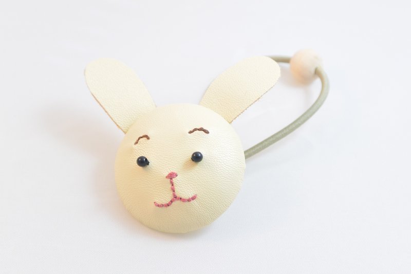 手感皮革包扣发束 - Rabbit - 发饰 - 真皮 白色