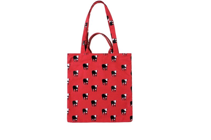 YIZISTORE 购物袋 印花帆布皮革手提 单肩包-奶牛 - 手提包/手提袋 - 纸 