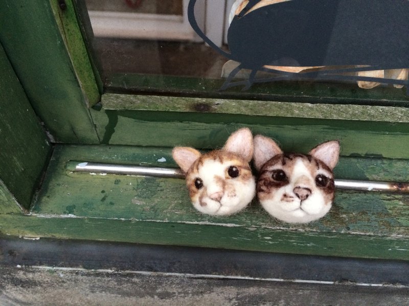 公告:目前暂不接单_甜心村 Sweet Life_手工设计羊毛毡 宠物头部作品订制_目前暂不接单 - 胸针 - 压克力 金色