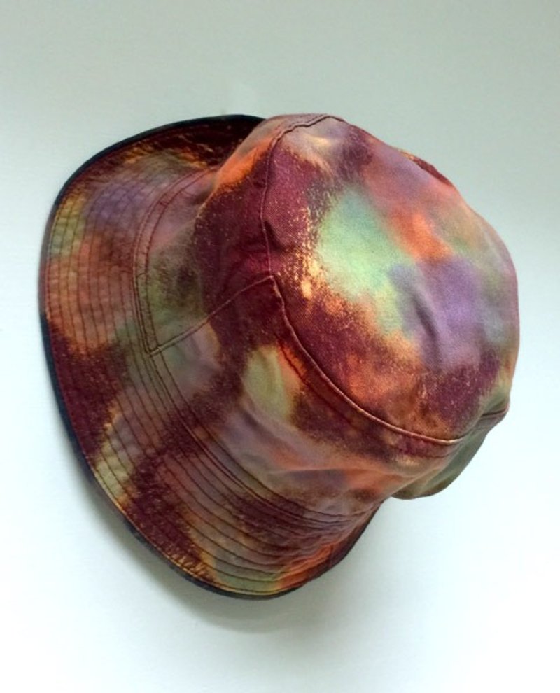 咖啡渲染双面手染渔夫帽 - 帽子 - 棉．麻 咖啡色