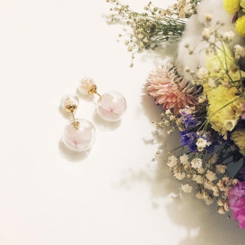 绣球花前后扣耳针-ᴘᴀᴛʀᴏɴ sᴀɪɴᴛ 守护神系列 - 耳环/耳夹 - 其他金属 