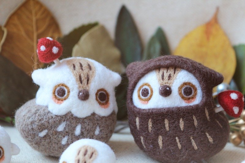 魔幻森林-猫头鹰与蘑菇(两款)羊毛毡挂饰 - 其他 - 羊毛 咖啡色