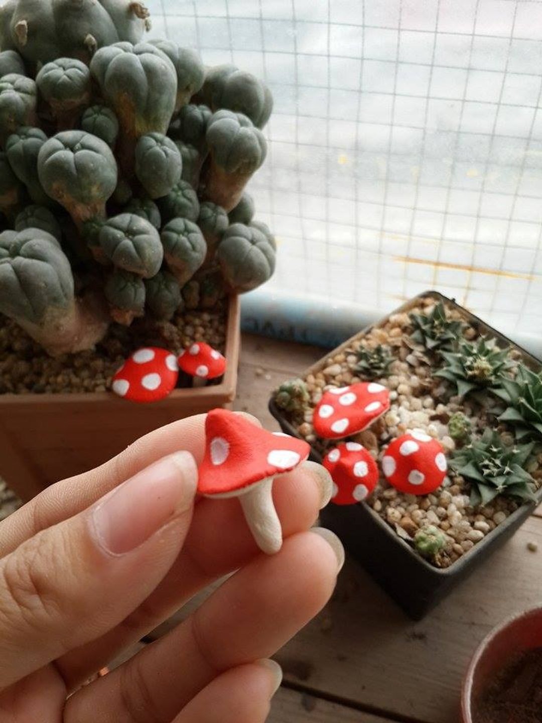 陶制小香菇装饰 - 植栽/盆栽 - 其他材质 红色