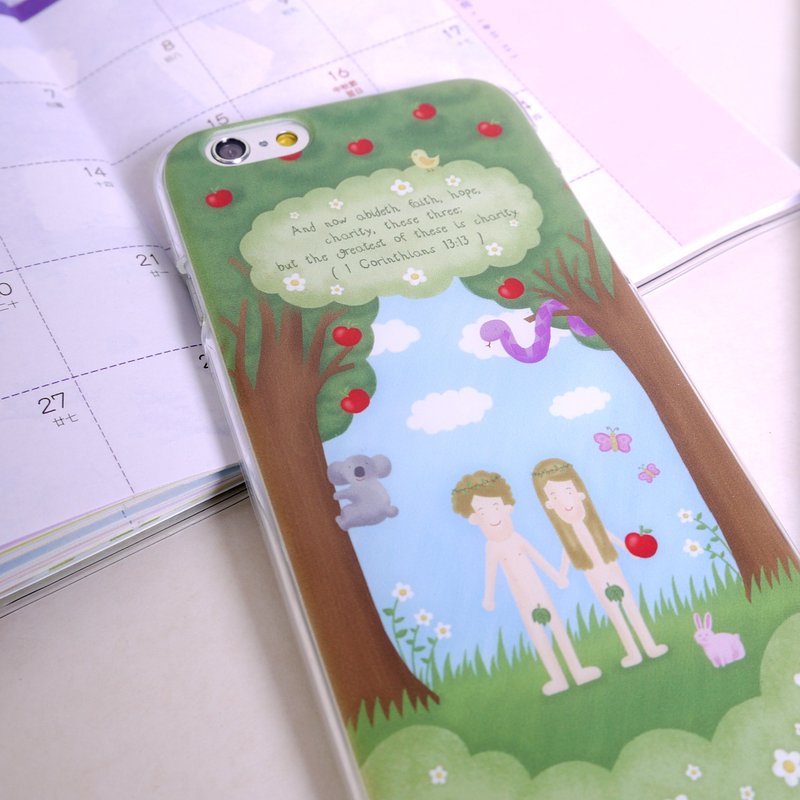 香港原创设计 圣经故事 - 伊甸园(英文版) iPhone X,  iPhone 8,  iPhone 8 Plus,  iPhone 7, iPhone 7 Plus, iphone 6/6S , iphone 6/6S PLUS, Samsung Galaxy Note 7 透明手机壳 - 手机壳/手机套 - 塑料 绿色