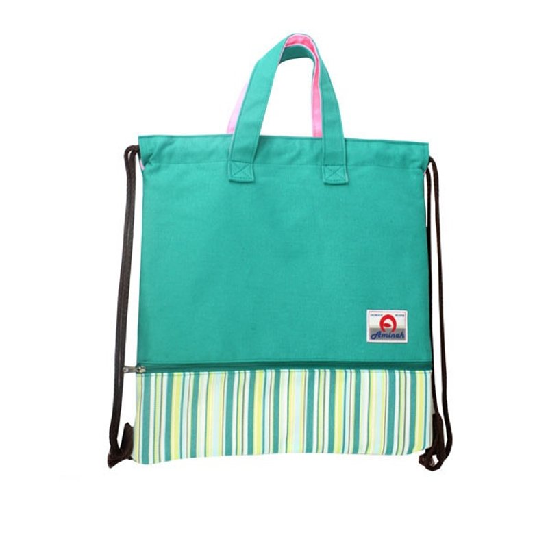 AMINAH-SUMMER双面设计绿色两用束口后背&托特 - 束口袋双肩包 - 其他材质 