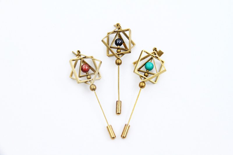◆方形宇宙星球别针◆ Square Planet Lapel Pin - 胸针 - 其他金属 