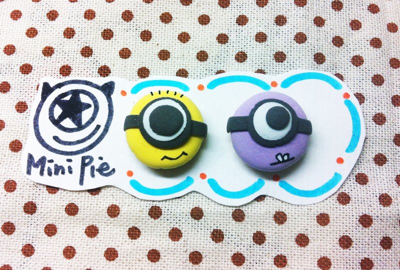 小小兵与肖肖兵甜甜圈耳环(可改耳夹式) ((满600随机送神秘小礼物)) - 耳环/耳夹 - 其他材质 多色