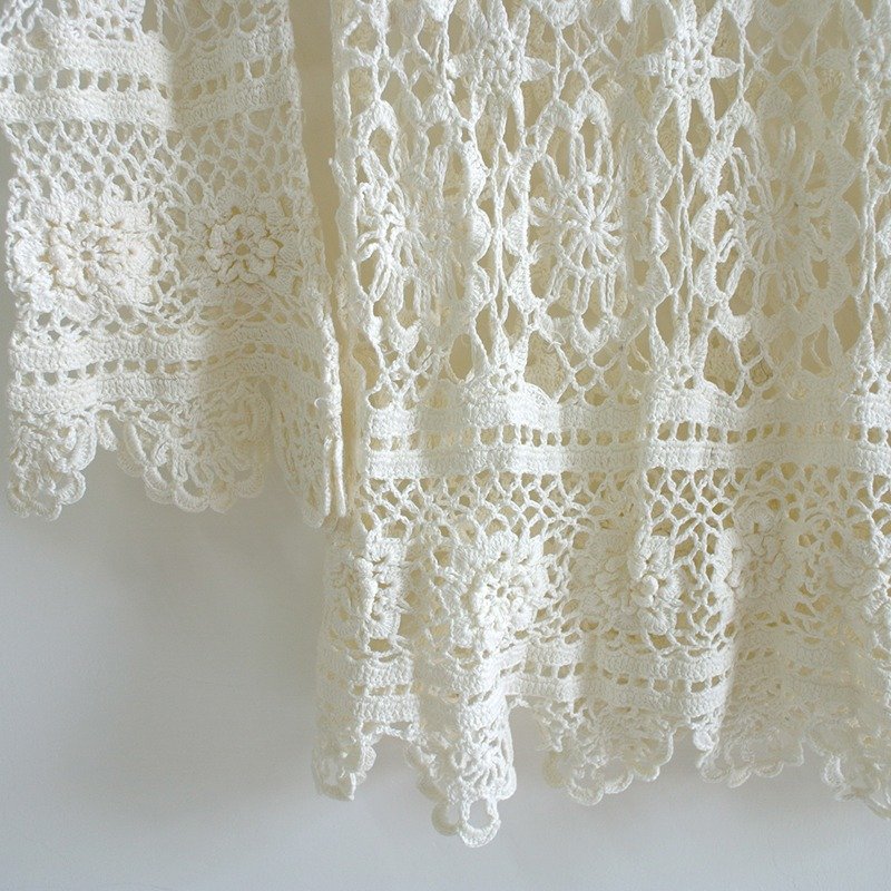 │Slowly│浪漫情怀-缕空奢华古着衣│vintage.复古.文艺.日本女孩.森林.甜美 - 女装针织衫/毛衣 - 其他材质 白色