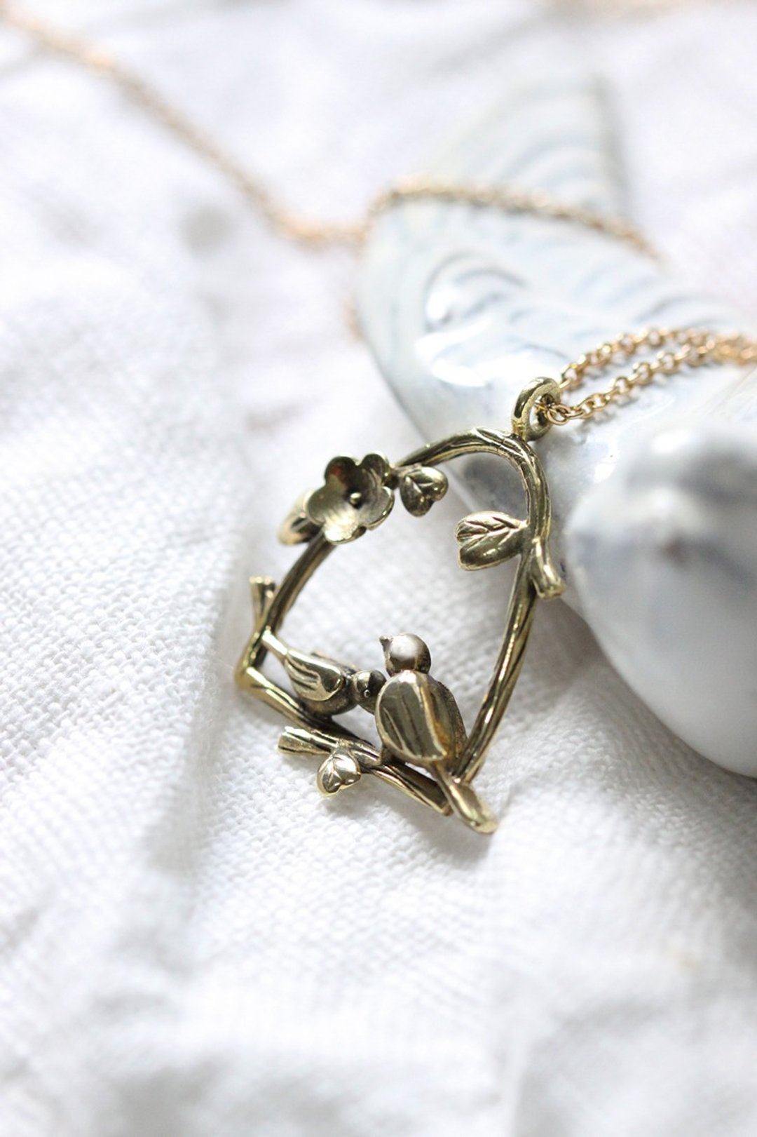 Birds on the branches necklace by linen. - 项链 - 其他金属 