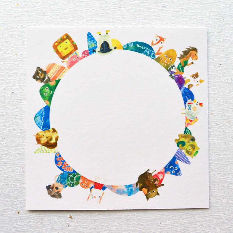 让动物和山围绕文字吧! 明信片 - 卡片/明信片 - 纸 白色