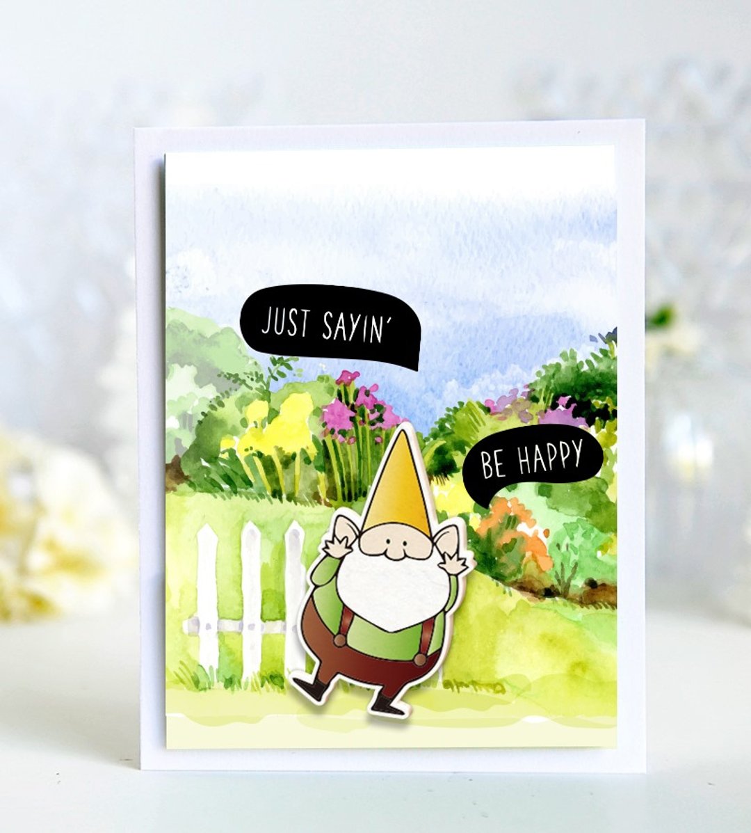 3张Just sayin be happy万用卡片/纯手工英文卡片 - 卡片/明信片 - 纸 多色