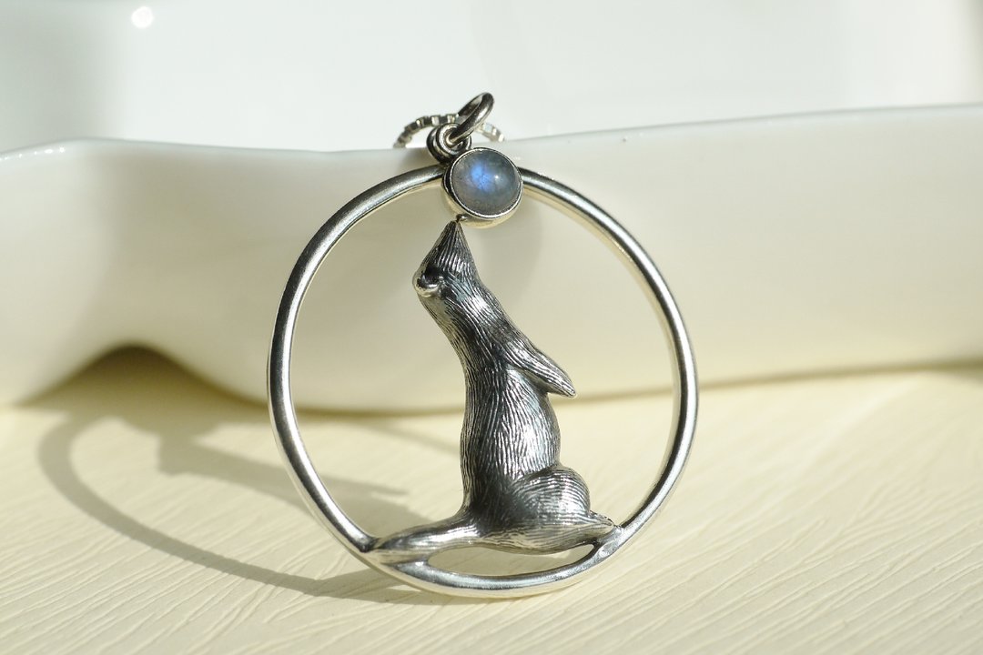 925纯银x月光石【雪貂项链Ferret necklace】咕咕...那是什么? - 项链 - 纯银 银色