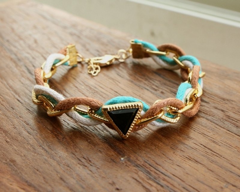 < Le loisir > 丝路 - 复古几何编织皮绳手链 - 手链/手环 - 真皮 多色